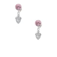 thumbnail image 2 of Delight Jewelry Silvertone Small Acorn with Crystals Pink Crystal Clip on Earrings, 2 of 5