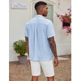 thumbnail image 3 of COOFANDY Mens Cuban Guayabera Shirts Short Sleeve Linen Shirt Loose Fit Camp Collar Shirt, 3 of 7
