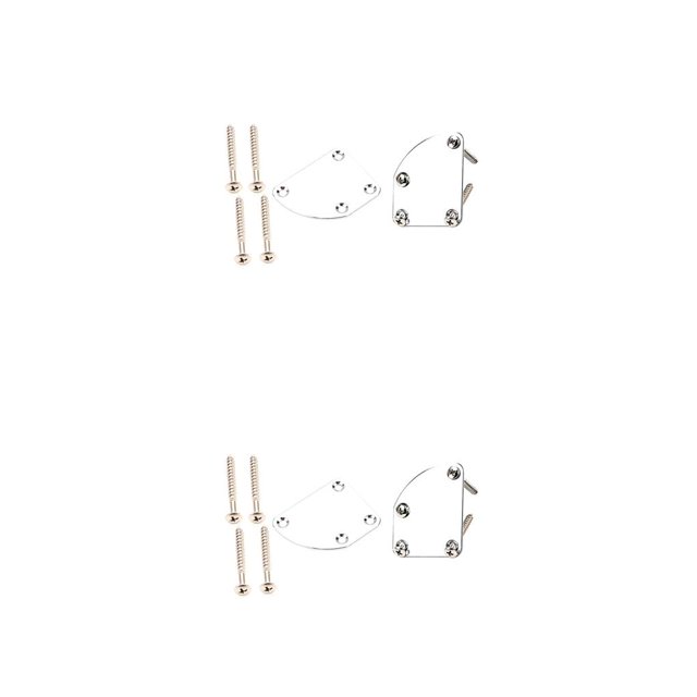 ZLight 4 Holes Electric Guitar Neck Plate Mounting with Screws Replacement Metal Instrument Repair Board for Professional Type 1 2Set