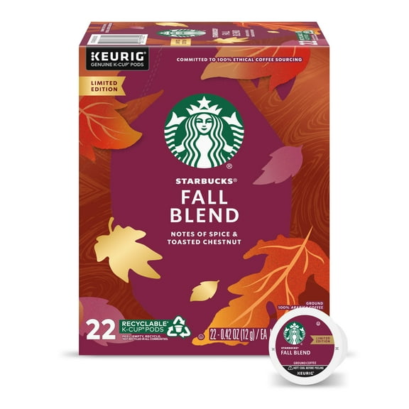Starbucks Fall Blend K-Cup Coffee Pods, Medium Roast, 100% Arabica, 1 Box (22 Pods)