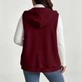 thumbnail image 5 of Lightweight Hoodies for Women Zaewscy Women Hooded Sleeveless Vest Button Front Casual Drawstring Waistcoat with Side Pockets Wine S, 5 of 6
