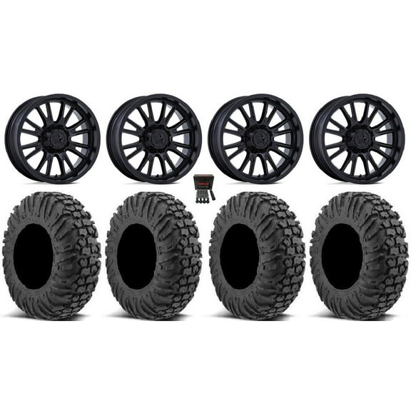 MSA ThunderLips 14" Wheels Black 27" MotoVator Tires Polaris RZR XP 1000 / PRO XP / Ranger XP 900/1000