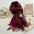 thumbnail image 1 of Fashion Solid Cashmere Warm Scarf New Design Pashmina Winter Double Side Diffrent Color Shawl Wraps Bufanda with Tassel Blanket, 1 of 7