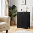 thumbnail image 7 of Yaheetech Modern Wooden Bathroom Floor Cabinet with Large Drawer & Double Doors, Black, 7 of 7