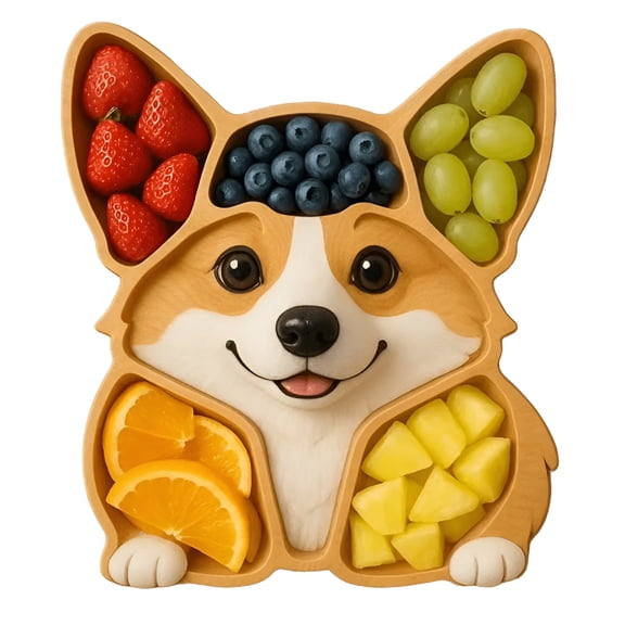 BPPEG Corgi Themed Solid Wood Serving Tray Dog Shaped Charcuterie Board for Cheese Fruit Snacks