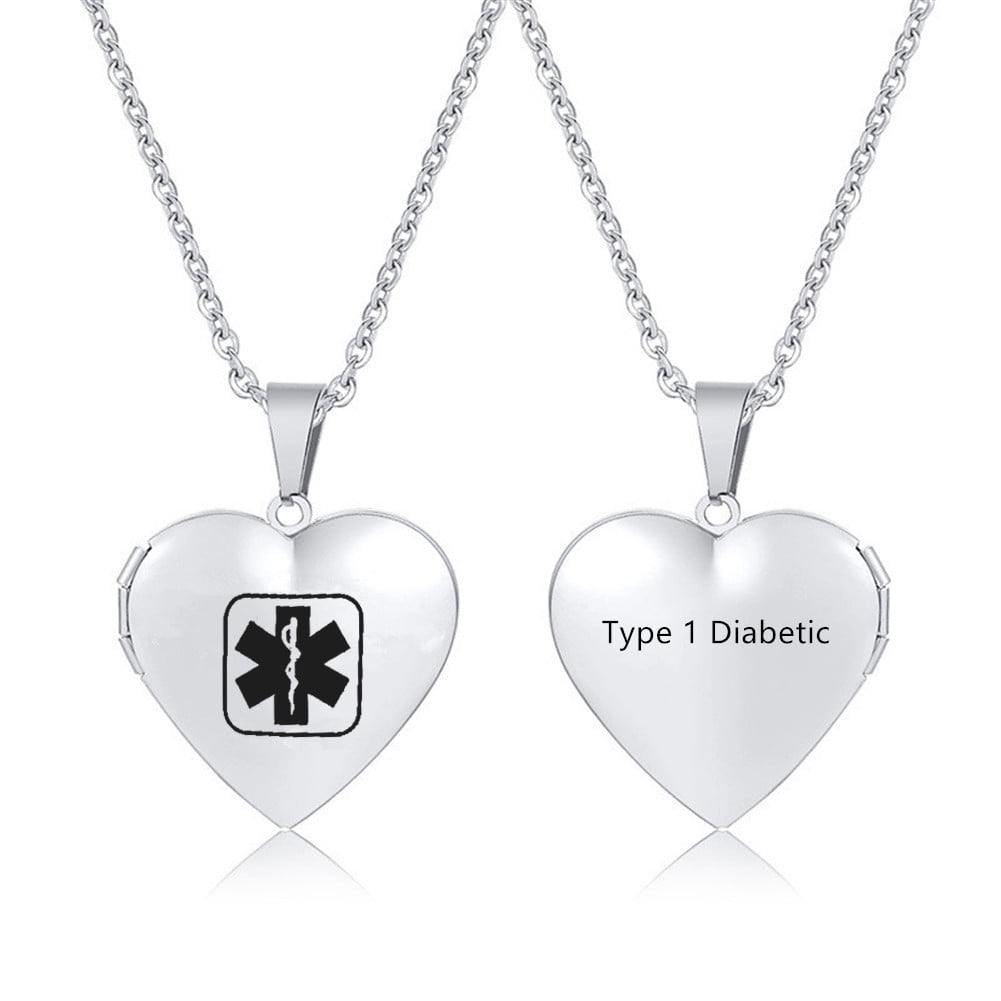 Emergency Medical Alert Necklaces for Women Girl Locket Necklace That