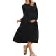 thumbnail image 2 of Vestido de maternidad y lactancia para mujeres INSPIRE CHIC, con cremallera frontal, de manga larga, cuello redondo, plisado, midi, para el embarazo, color negro, 2 of 6