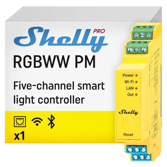 Controlador LED Shelly Pro RGBWW PM Wi‑Fi y LAN con medidor de potencia