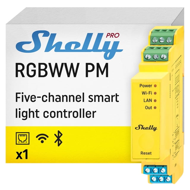 Controlador LED Shelly Pro RGBWW PM Wi‑Fi y LAN con medidor de potencia