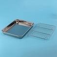 thumbnail image 4 of 4pcs 9 Inch Toaster Oven Tray and Rack Set, Small Stainless Steel Baking Pan with Cooling Rack,4 x baking pan 4 x grid rack,Silver, 4 of 8