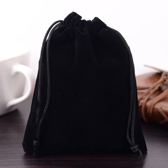 Rectangle Velvet Pouches Gift Bags Black 15x12cm