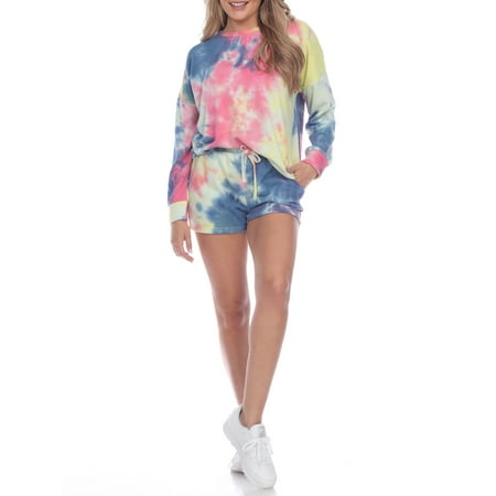 

White Mark Women s Tie Dye Long Sleeve Sweater & Short Lounge Set