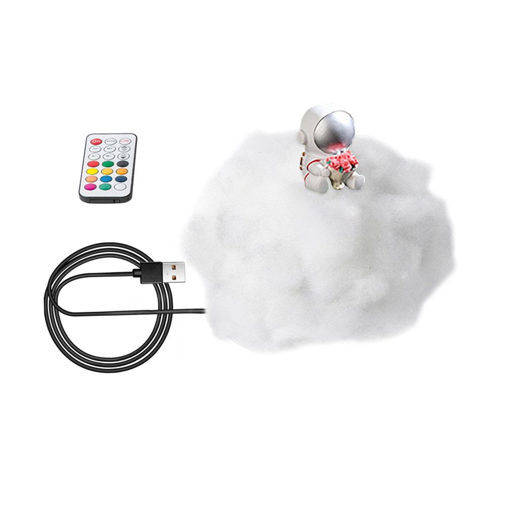 Colorful Clouds Astronaut Lamp with Rainbow Effect As Children‘s Night Light  Astronaut Ornaments  Clouds with LED Lights with Remote Control  Decoration Bedroom Night Light