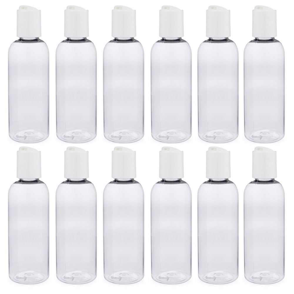 12 Pk Empty Plastic Travel Bottles Clear Refillable Containers TSA Lotion 2.87oz