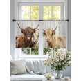thumbnail image 3 of Farmhouse Yaks Sheer Curtains 45 Inch Length 2 Panels Set, Modern Oil Painting Animals Print Wood Grain Voile Window Treatment Rod Pocket Small Kitchen Curtains Drapes for Bedroom 52"x45"x2, 3 of 7