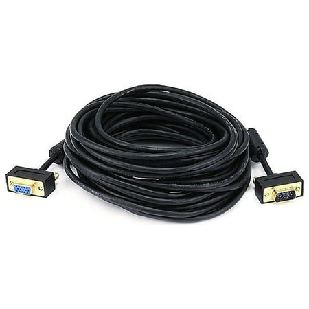 UPC: 0844660063742 | Monoprice 35  Ultra Slim Super VGA Male to Female 30 to 32AWG Monitor Cable With Ferrites Black