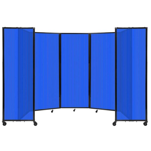 Versare Polycarbonate Room Divider 360 Portable Wall Partition | Freestanding Office Dividers | Locking Wheels | Privacy Screen Panels - 14' x 7'6" Blue Thermoplastic Polymer