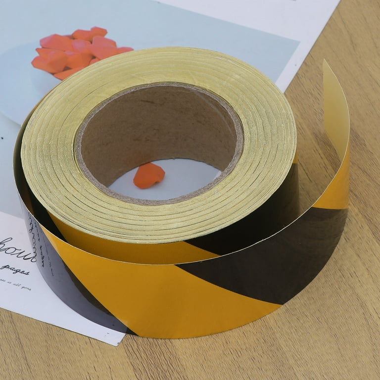 Floor Safety Tape Wear-resistant Safe Self Adhesive Sticker PVC Warning  Tape for Walls Floors Pipes (Golden+ Black)