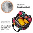 thumbnail image 6 of Black Colorful Floral Lunch Bag Thick Aluminum Foil Cooler Tote for Women Work Picnic Gift, 6 of 7