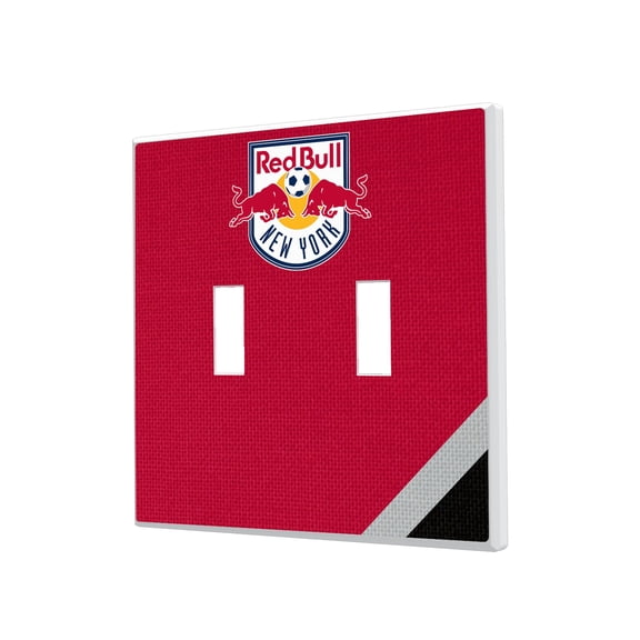 New York Red Bulls Diagonal Stripe Design Double Toggle Lightswitch Plate