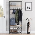 thumbnail image 4 of 4-in-1 Entryway Hall Tree with Shoe Storage Bench, 5 Hooks, Sturdy Metal Frame, Freestanding Coat Rack Organizer, Rustic Wood Accent for Living Room or Bedroom - Single Row Hook 60cm Wide, 4 of 8