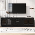 thumbnail image 3 of 68.9''TV Stand for TVs up to 75", Entertainment Center Media Console Cabinet with 4 Doors and 3 Drawers, Wood Storage Cabinet for Living Room or Bedroom, Black, 3 of 8