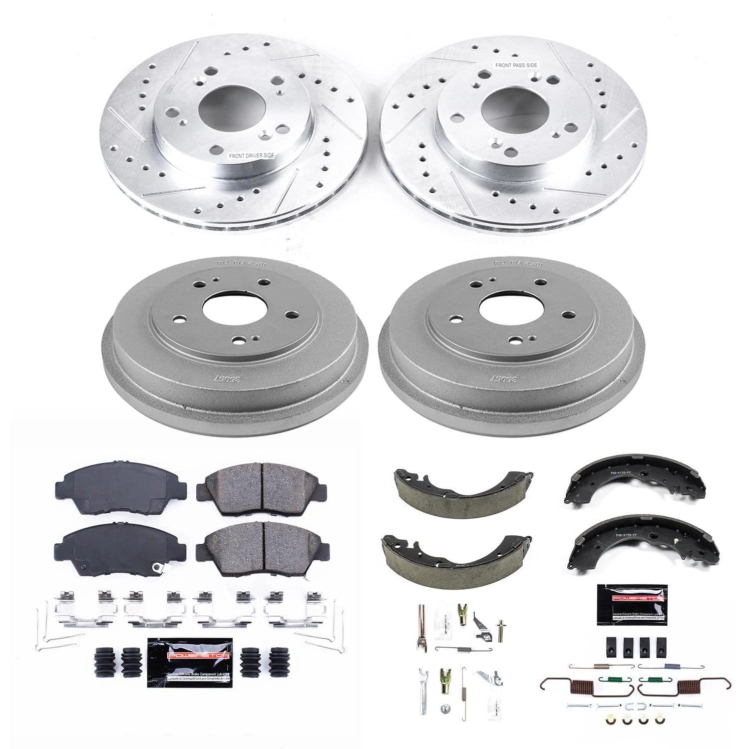 PowerStop Front and Rear Z23 Evolution Sport Brake Pad Rotor Drum and Shoe Kit Fits: HONDA Select Models K15110DK