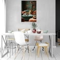 thumbnail image 2 of Mudket Leopard on Emerald Green Velvet Sofa Canvas Wall Art, Vintage Chinoiserie Floral Canvas Art for Living Room Bedroom Print for Luxury Apartment Home Decor , Framed Ready to Hang - 12"L x 8"W, 2 of 9