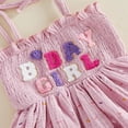 thumbnail image 4 of Duqingm Baby Girl First Birthday Outfit Smocked Bubble Romper Dress Jumpsuit Bodysuit Cute Summer Clothes Purple,12-18 Months, 4 of 6