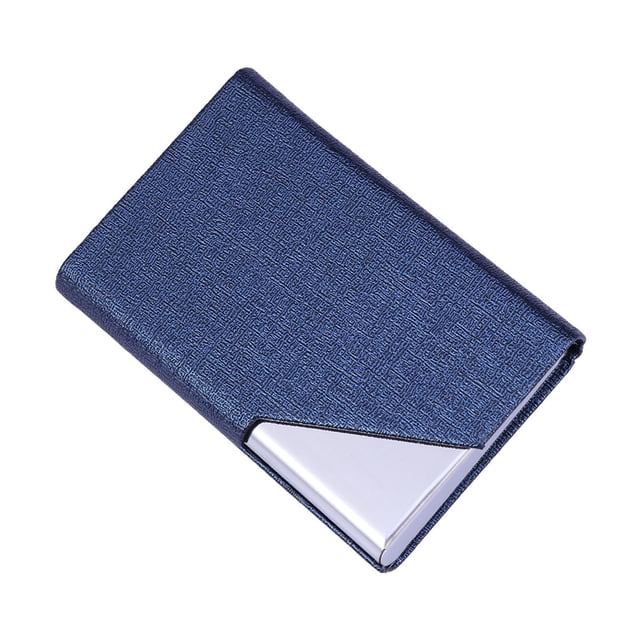 MasteelfCA Porte-Nom Portable en Acier Inoxydable et Cuir, Boîte de Rangement pour Cartes de Crédit (Bleu Foncé)