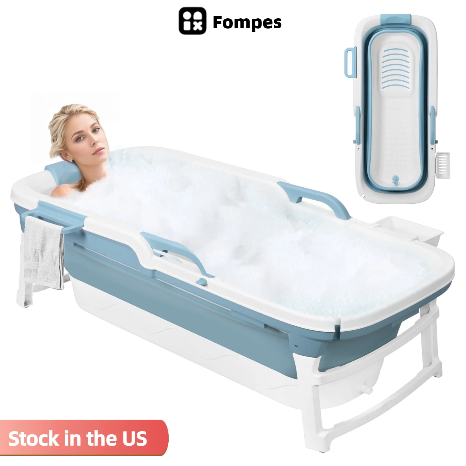 Fompes 51 inch Portable Bathtub for Shower Stall Large 51 inch Foldable Soaking Bathing Tub for Adults Separate Family Bathroom SPA Collapsible Tub Ideal for Hot Bath Ice Bath