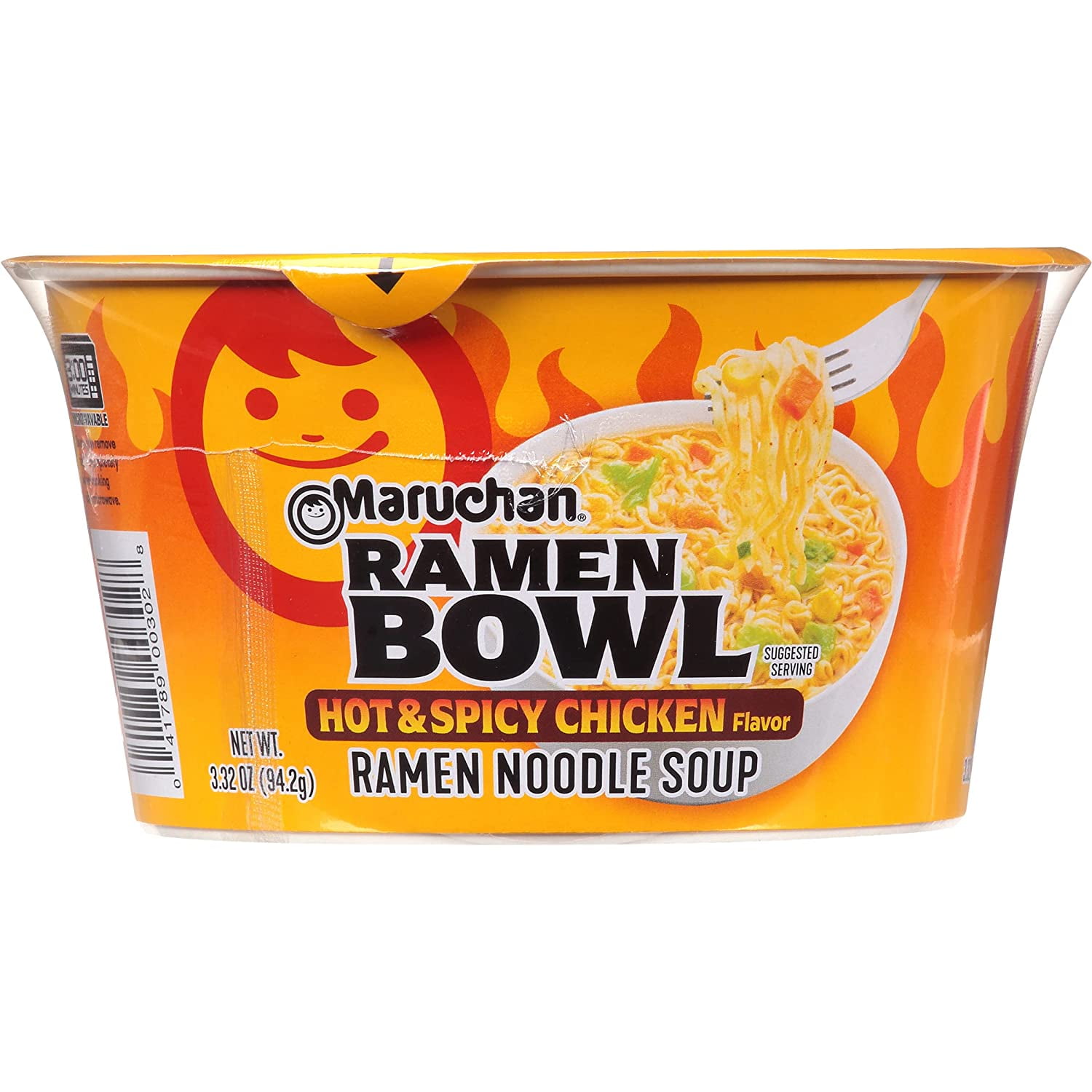 Maruchan Bowl Hot & Spicy Chicken Flavor Ramen Noodles with Vegetables 3.32 OZ (Pack of 12)