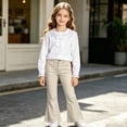 thumbnail image 5 of Girls Solid Casual Flare Leg Pants for Big Kids Mid Rise Full Length Back Pocket Stretch Fabric Everyday Bottoms, 5 of 8
