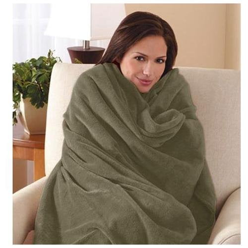 Sunbeam Velvet Plush Electric Heated Throw Blanket Ivy
