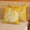 thumbnail image 3 of Coastal Pillow Covers 18x18 Inch Set of 2 Yellow Coral Starfish Throw Pillows Nautical Ocean Decorations Summer Linen Beach Pillowcase Outdoor Decor Farmhouse Cushion Case for Home Bedroom, 3 of 6