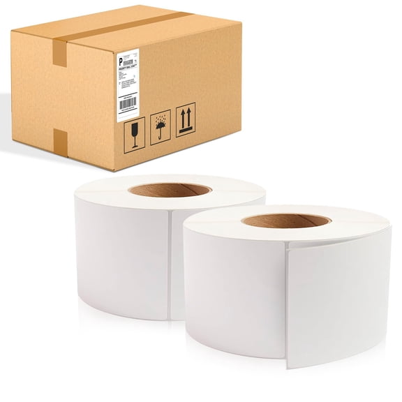 White Thermal Transfer Labels, 3 in Core Perforated, 4000 Count, 3 x 6 in