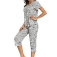 thumbnail image 5 of Defitshape Women's Cute Cotton Pajama Set Capri Loungewear Soft Short Sleeve Pjs Pants Lounge Comfy Two Piece Patterned Print Sleepwear Light Grey Medium, 5 of 5