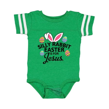 

Inktastic Silly Rabbit Easter is for Jesus with Bunny Head and Easter Eggs Gift Baby Boy or Baby Girl Bodysuit
