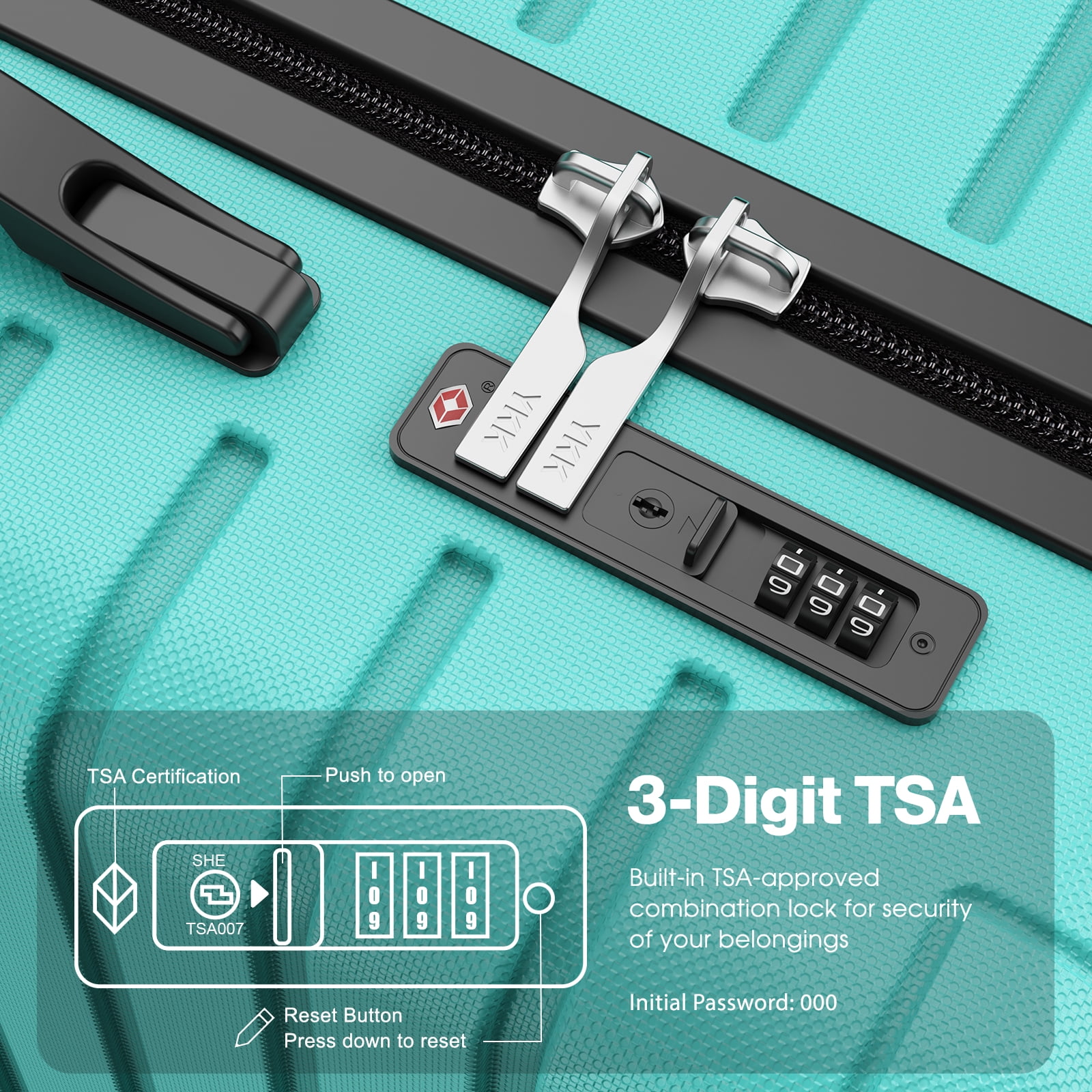 Vebreda 3 Piece Hardside Luggage Set with TSA Lock, 360° Spinner Wheels, Durable Lightweight Shell, Checked Suitcases (20”/24”/28”)