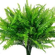 Morttic 4 Bundles Artificial Plants with 7 Flexible Stems,14" Fake Boston Fern Greenery Outdoor UV Resistant No Fade Faux Plastic Plants