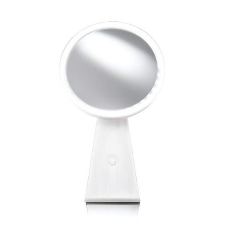 NuBrilliance 8” Magnifying Makeup Mirror Cordless USB Rechargeable -5X Magnification with 360° Dimmable Lighting and Touch Control Cosmetic Makeup Mirror