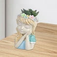 thumbnail image 1 of Contenedor de plantas para cara de niña, escultura, jarrón de resina, estatuilla de hada a la moda, estatua, maceta con cabeza bonita para el hogar y Azul, 1 of 8