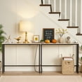 thumbnail image 3 of Ktaxon 79in Entryway Table with Charging Station, 2-Piece Oak & Metal Console Table Set, Narrow Sofa Side Table with 2 Outlets for Foyer, Living Room, 3 of 8