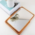 thumbnail image 2 of Espejo de maquillaje de madera de mesa, pequeño espejo redondo rectangular natural cosmético con soporte ajustable decoración de escritorio estética, 2 of 5