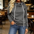 thumbnail image 4 of IUYRTFE Women's Zip Up Hooded Sweatshirt Long Sleeve Casual Sporty Jacket with Pockets, 4 of 7