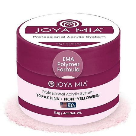 Acrylic Powder for Nails, Super Adhesion Acrylic Nail Powder, Professional Colored Acrylic Nail Powder for Flawless & Beautiful Acrylic Nail Enhancements, Topaz Pink, 4 oz - Joya Mia