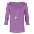 thumbnail image 4 of Mifsaly 3/4 Sleeve Tops for Women Casual Script Faith Graphic Top Crewneck Cotton Shirt Soft Stretchy Slim Fit Summer Blouse Elegant Religious Style Tee XXL, 4 of 6