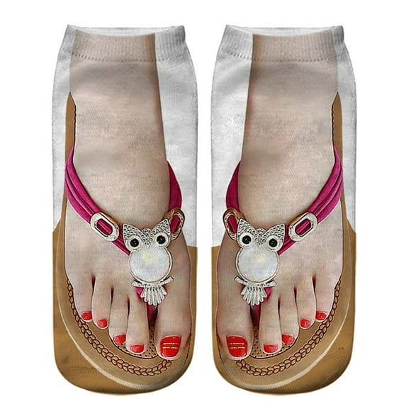 Brown Stockings 3D Pattern Manicure Print Socks Funny Hidden Running Socks Women Personalized