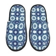 thumbnail image 2 of KLL Vintage Blue Slippers for Women Men House Slip on Indoor Outdoor Bedroom Furry Fleece Lined Ladies Comfy Anti-Skid Rubber Hard Sole-Large, 2 of 8