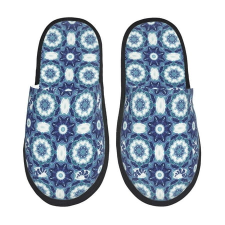 

Tideii Vintage Blue for Home Indoor Cotton Slippers Autumn and Winter EVA Plush Slippers Household Supplies Unisex-Medium